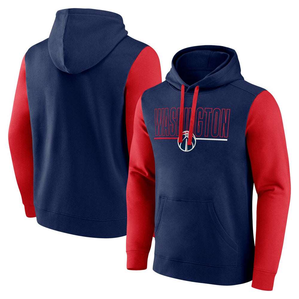 Washington Wizards Logo Athletic Outline Colorblock Pullover Hoodie Navy