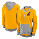 Los Angeles Lakers Logo Athletic Women's Hit It French Terry Full-Zip Hoodie Gold