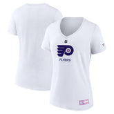 NHL Philadelphia Flyers Fanatics Women's 2024 Hockey Fights Cancer V-Neck T-Shirt - White