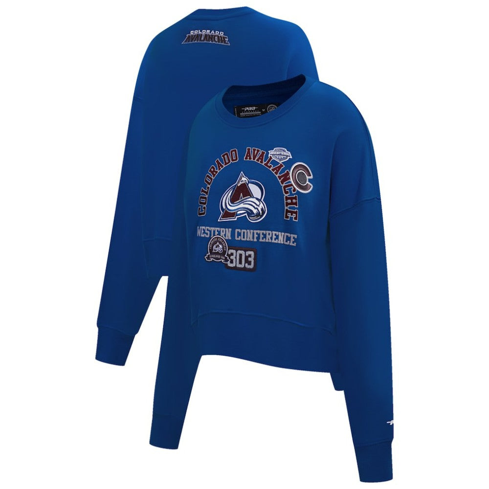 NHL Colorado Avalanche Pro Standard Women's Area Code Cropped Pullover Sweatshirt - Blue