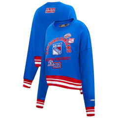 NHL New York Rangers Pro Standard Women's Area Code Cropped Pullover Sweatshirt - Blue