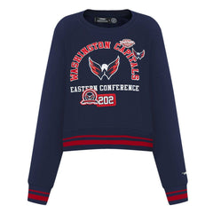 NHL Washington Capitals Pro Standard Women's Area Code Cropped Pullover Sweatshirt - Navy