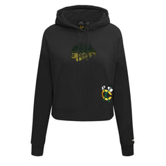 NHL Chicago Blackhawks Pro Standard Women's Jewels Cropped Pullover Hoodie - Black