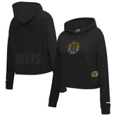 NHL Boston Bruins Pro Standard Women's Jewels Cropped Pullover Hoodie - Black