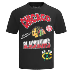 NHL Chicago Blackhawks Pro Standard Turn It Up Dropped Shoulder T-Shirt - Black