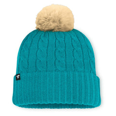 Miami Dolphins Women's Cable Knit Cuffed Hat with Pom Aqua