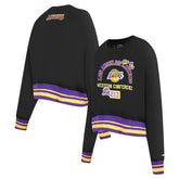 Los Angeles Lakers Pro Standard Women's Area Code Cropped Pullover Sweatshirt Black