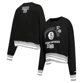 Brooklyn Nets Pro Standard Women's Area Code Cropped Pullover Sweatshirt Black
