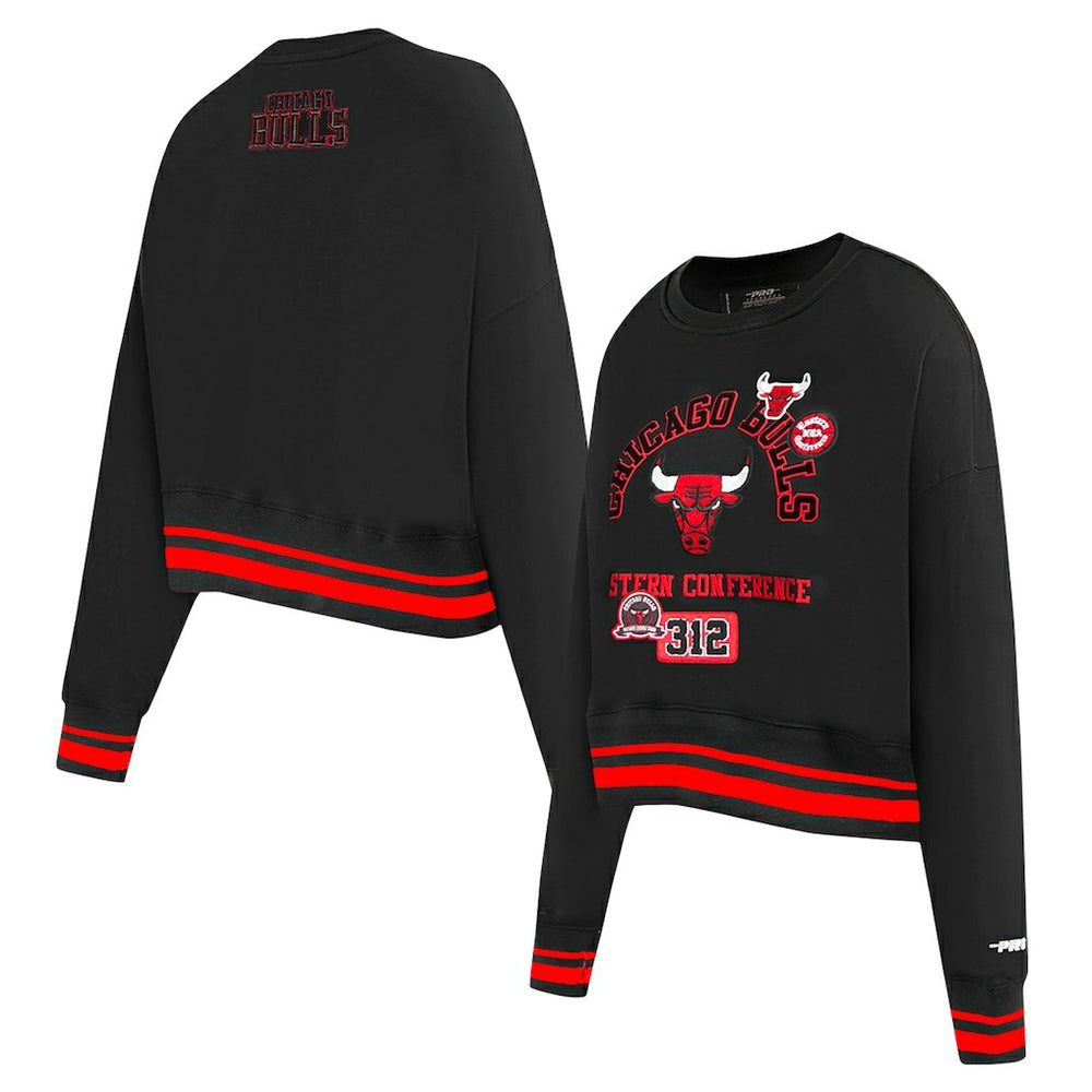 Chicago Bulls Pro Standard Women's Area Code Cropped Pullover Sweatshirt Black