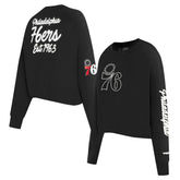 Philadelphia 76ers Pro Standard Women's Paint The City Cropped Pullover Sweatshirt Black