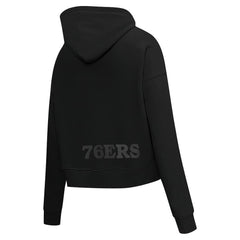 Philadelphia 76ers Pro Standard Women's Jewels Cropped Pullover Hoodie Black