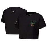 Milwaukee Bucks Pro Standard Women's Jewels Boxy Cropped T-Shirt Black