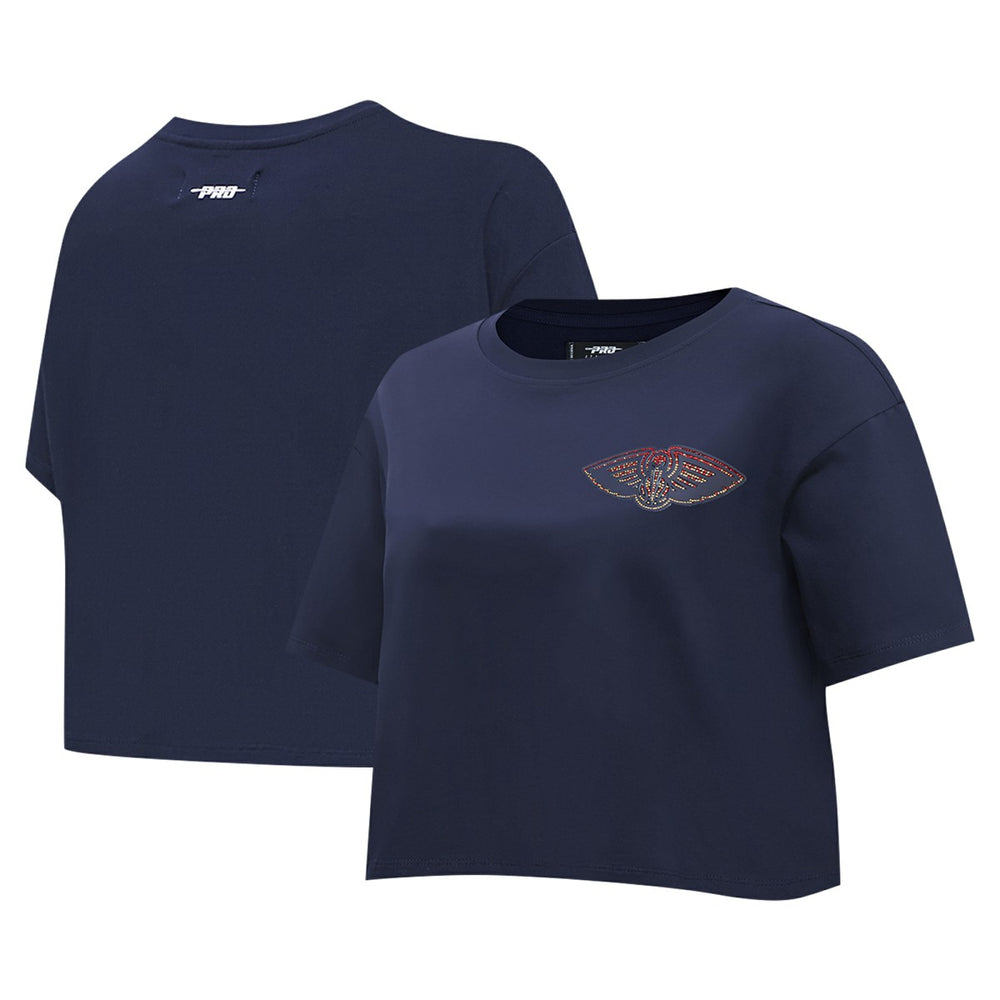 New Orleans Pelicans Pro Standard Women's Jewels Boxy Cropped T-Shirt Navy