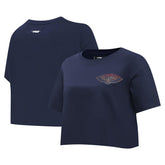 New Orleans Pelicans Pro Standard Women's Jewels Boxy Cropped T-Shirt Navy