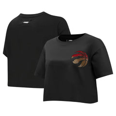 Toronto Raptors Pro Standard Women's Jewels Boxy Cropped T-Shirt Black