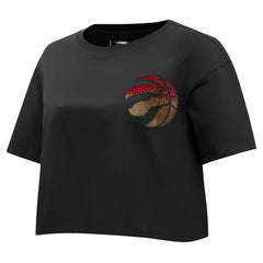 Toronto Raptors Pro Standard Women's Jewels Boxy Cropped T-Shirt Black
