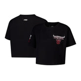 Chicago Bulls Pro Standard Women's Jewels Boxy Cropped T-Shirt Black