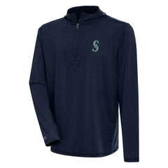 Seattle Mariners Antigua Tidy Quarter-Zip Hoodie - Heather Navy Hoodies