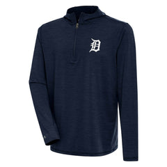 Detroit Tigers Antigua Tidy Quarter-Zip Hoodie - Heather Navy Hoodies