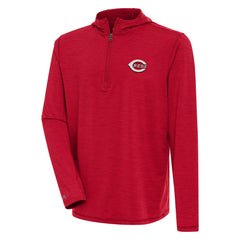 Cincinnati Reds Antigua Tidy Quarter-Zip Hoodie - Heather Red Hoodies
