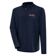 Atlanta Braves Antigua Tidy Quarter-Zip Hoodie - Heather Navy Hoodies