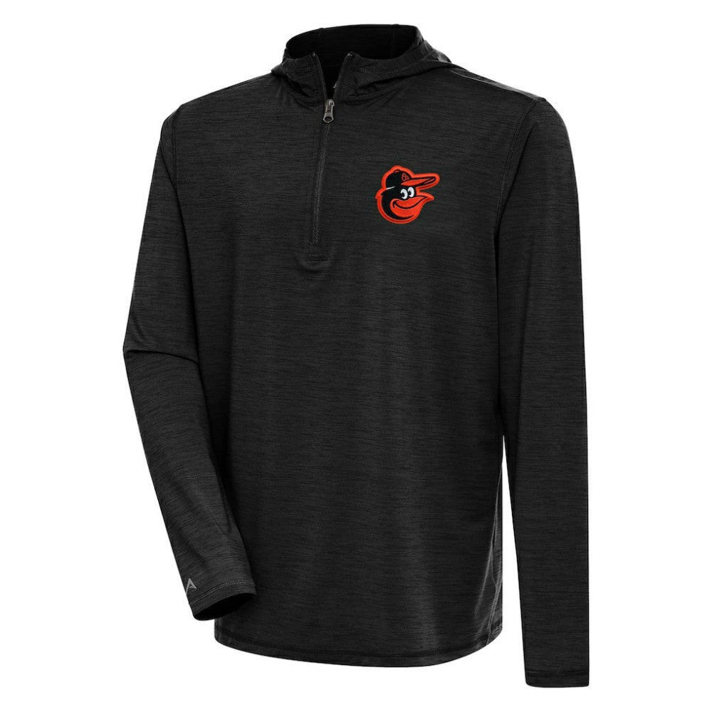 Baltimore Orioles Antigua Tidy Quarter-Zip Hoodie - Heather Black Hoodies