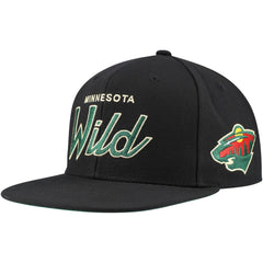 NHL Minnesota Wild Mitchell & Ness Core Team Script 2.0 Snapback Hat - Black