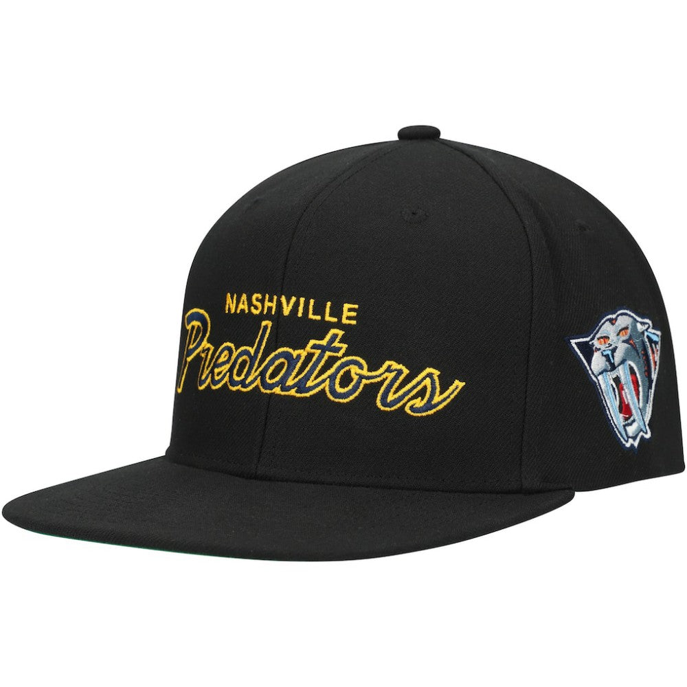 NHL Nashville Predators Mitchell & Ness Core Team Script 2.0 Snapback Hat - Black