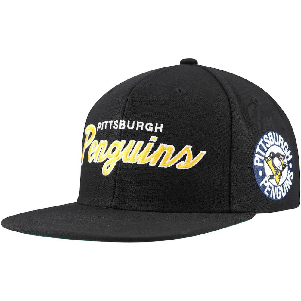 NHL Pittsburgh Penguins Mitchell & Ness Core Team Script 2.0 Snapback Hat - Black
