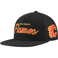 NHL Calgary Flames Mitchell & Ness Core Team Script 2.0 Snapback Hat - Black