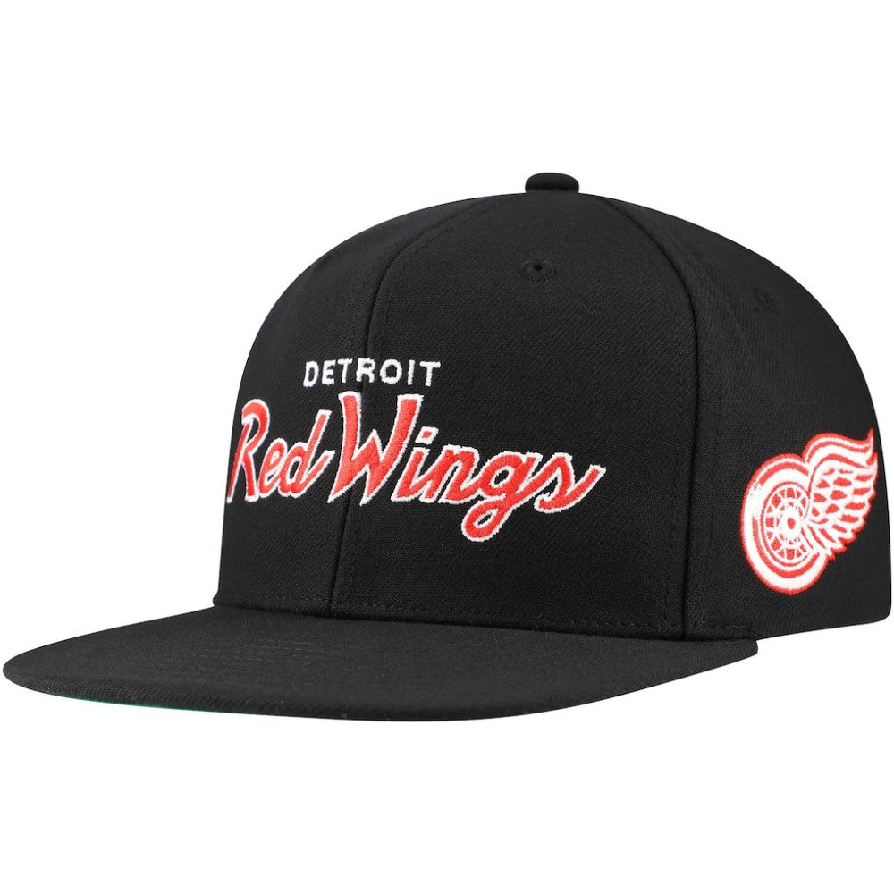 NHL Detroit Red Wings Mitchell & Ness Core Team Script 2.0 Snapback Hat - Black