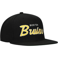 NHL Boston Bruins Mitchell & Ness Core Team Script 2.0 Snapback Hat - Black