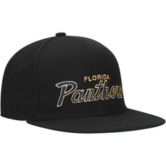 NHL Florida Panthers Mitchell & Ness Core Team Script 2.0 Snapback Hat - Black