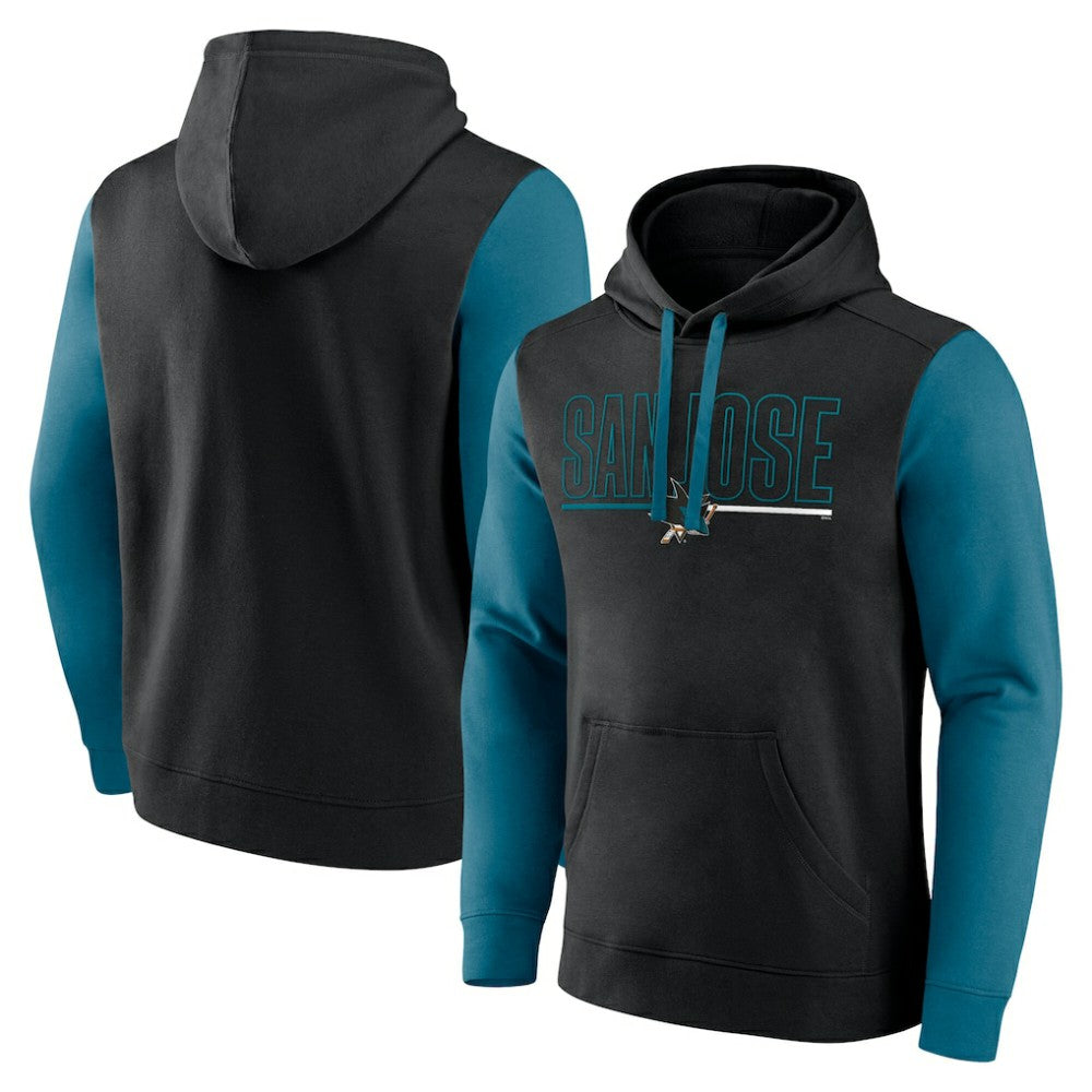NHL San Jose Sharks Logo Athletic Deliver Fleece Pullover Hoodie - Black