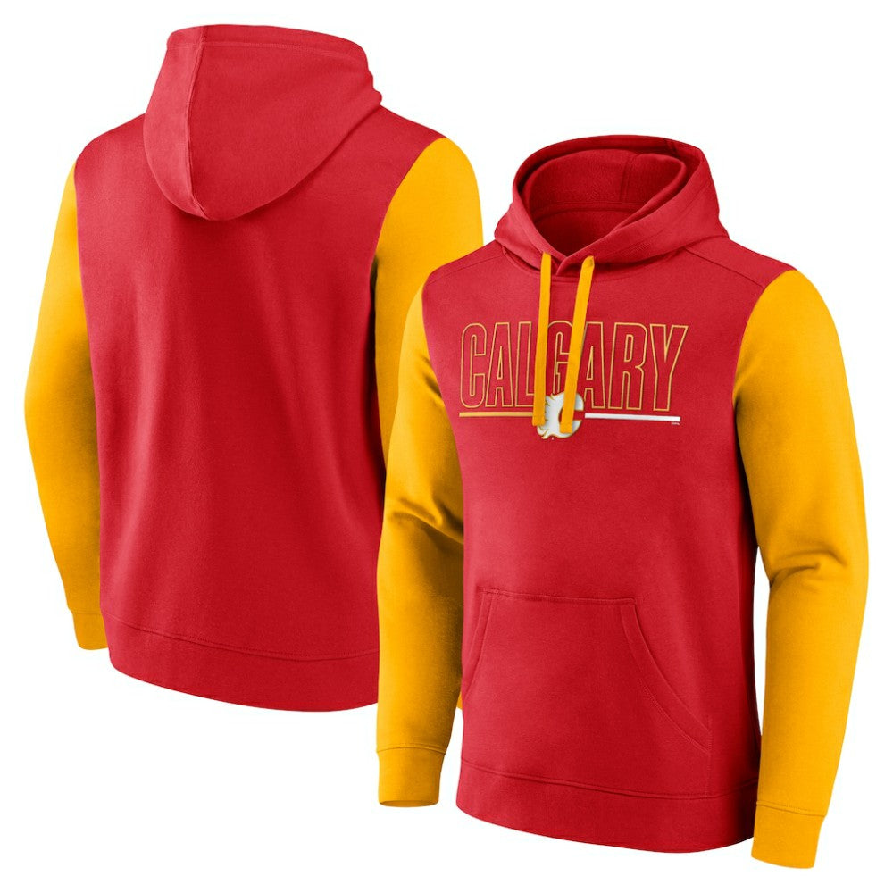 NHL Calgary Flames Logo Athletic Deliver Fleece Pullover Hoodie - Red