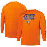 Houston Astros Profile Big & Tall Two-Hit Long Sleeve T-Shirt - Orange T-shirts