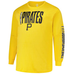 Pittsburgh Pirates Profile Big & Tall Two-Hit Long Sleeve T-Shirt - Gold T-shirts