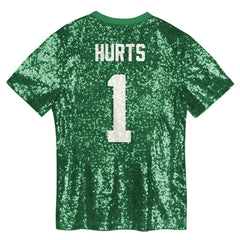 NFL Jalen Hurts Philadelphia Eagles Girls Youth Sequin V-Neck Fashion Jersey - Kelly Green discount