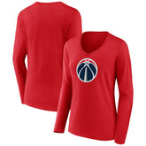 Washington Wizards Women's Primary Logo Long Sleeve V-Neck T-Shirt Red