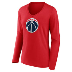 Washington Wizards Women's Primary Logo Long Sleeve V-Neck T-Shirt Red