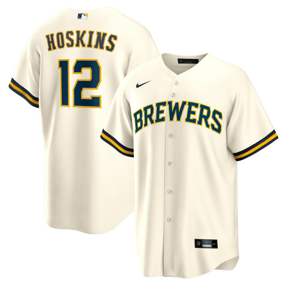 MLB Rhys Hoskins Milwaukee Brewers Nike Home Replica Player Jersey - Cream