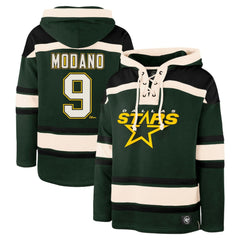 NHL Mike Modano Dallas Stars '47 Retired Player Name & Number Lacer Pullover Hoodie - Green