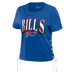 Buffalo Bills WEAR by Erin Andrews Women's Lace Up Side Modest Cropped T-Shirt Royal