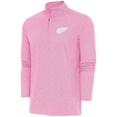 NHL Detroit Red Wings Antigua White Logo Hunk Quarter-Zip Pullover - Pink