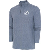 NHL Tampa Bay Lightning Antigua White Logo Hunk Quarter-Zip Pullover - Heather Navy