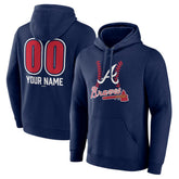Atlanta Braves Personalized Name & Number Fastball Pullover Hoodie - Navy Hoodies