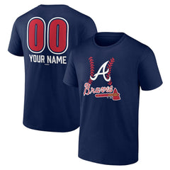 Atlanta Braves Personalized Name & Number Fastball T-Shirt - Navy T-shirts