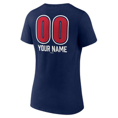 Atlanta Braves Women's Personalized Name & Number Fastball V-Neck T-Shirt - Navy T-shirts
