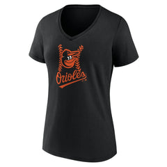 Baltimore Orioles Women's Personalized Name & Number Fastball V-Neck T-Shirt - Black T-shirts
