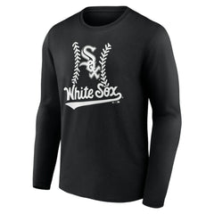 Chicago White Sox Personalized Name & Number Fastball Long Sleeve T-Shirt - Black T-shirts
